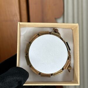 Wood stone bracelet green tone